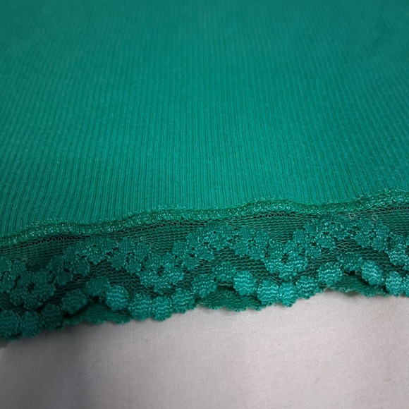 Vintage Y2K Ribbed Stretch Lace Trim Green Cami Bella Swan Elena Gilbert  Sz M - Picture 6 of 7